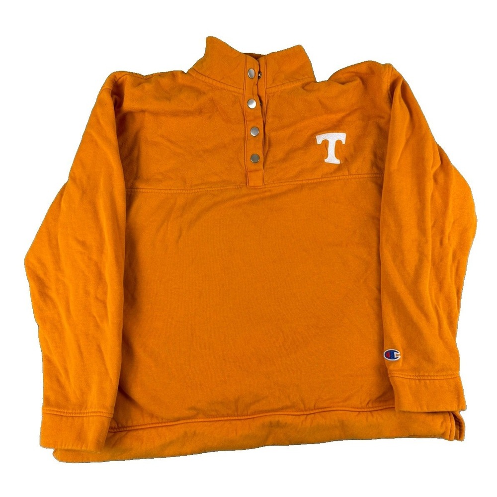 Champion Tennessee Volunteers Pullover Womens L Orange Snap Neck Quilted NCAA